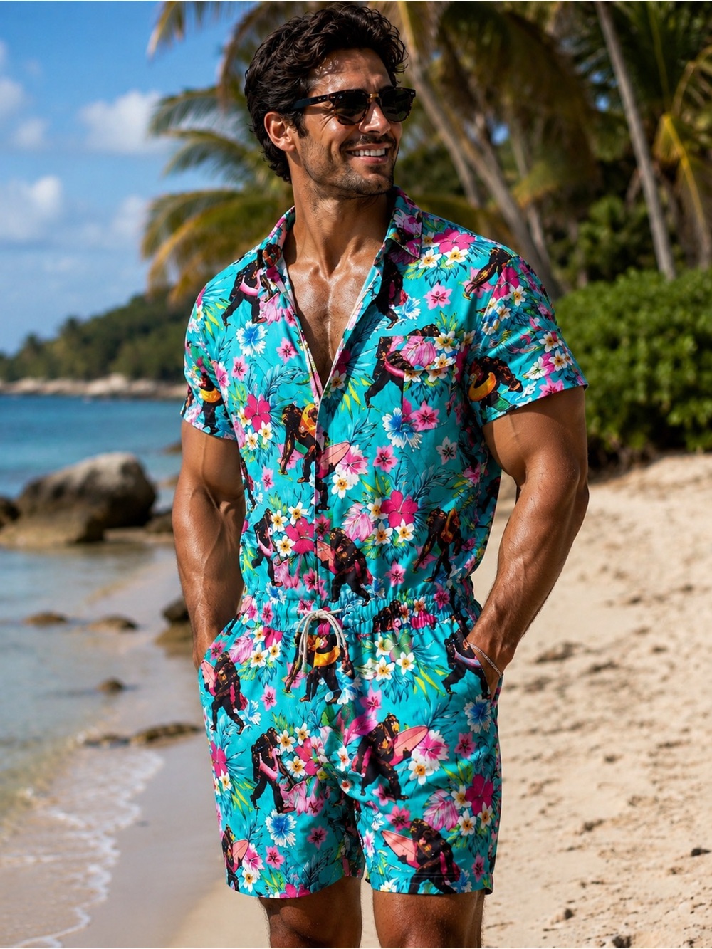Tropical Print Romper